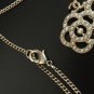 CHANEL Camellia Duo Pearl White Green CC Pendant Necklace GOLD Chain NIB