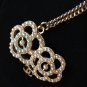 CHANEL Camellia Duo Pearl White Green CC Pendant Necklace GOLD Chain NIB