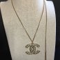 CHANEL Crystal Pearl CC Pendant Gold Chain Necklace 2015 Classic Authentic