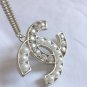 CHANEL Crystal Pearl CC Pendant Gold Chain Necklace 2015 Classic Authentic