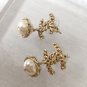 CHANEL CC Gold Chain Stud Pearl Dangle Earrings Authentic NIB
