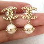 CHANEL CC Gold Chain Stud Pearl Dangle Earrings Authentic NIB