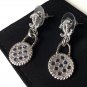 CHANEL Silver Twist CC Stud Blue Clear Crystal Lock Dangle Earrings Dainty