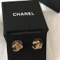 CHANEL CC Crystal Champagne Gold Stud Earrings Hallmark Authentic NIB