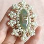 CHANEL Pearl Scatter Crystal CC Gold Brooch Byzantine Big Oval Authentic NIB