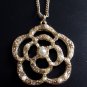 CHANEL Camellia Crystal Pearl Pendant Gold Chain Necklace 2014 NIB