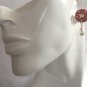 CHANEL Red Acrylic Gold Star CC Stud Pearl Dangle Earrings Authentic NIB