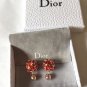 DIOR TRIBAL Red Crystal Gold Stud Earrings Mise En Dior Tribale Authentic NIB
