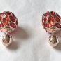 DIOR TRIBAL Red Crystal Gold Stud Earrings Mise En Dior Tribale Authentic NIB