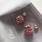 DIOR TRIBAL Red Crystal Gold Stud Earrings Mise En Dior Tribale Authentic NIB