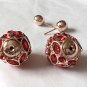 DIOR TRIBAL Red Crystal Gold Stud Earrings Mise En Dior Tribale Authentic NIB