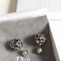 DIOR TRIBAL Grey Crystal Silver Stud Earrings Mise En Dior Tribale Authentic NIB