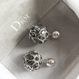 DIOR TRIBAL Grey Crystal Silver Stud Earrings Mise En Dior Tribale Authentic NIB