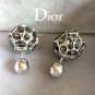 DIOR TRIBAL Grey Crystal Silver Stud Earrings Mise En Dior Tribale Authentic NIB