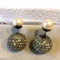 DIOR TRIBAL Pearl Stud Ruthenium Tiny Crystal Earrings Mise En Dior Tribale