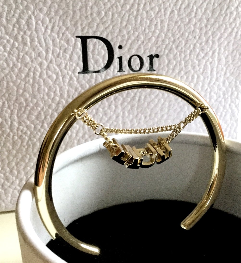 CHRISTIAN DIOR Fashion Bracelet Gold Crystal Bangle Cuff Authentic NIB