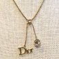 CHRISTIAN DIOR Signature Crystal Gold Fashion Necklace Authentic NIB
