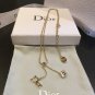 CHRISTIAN DIOR Signature Crystal Gold Fashion Necklace Authentic NIB