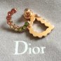 YOUR DIOR Signature Earrings Gold CD Pink Green Crystal Authentic NIB