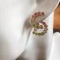 YOUR DIOR Signature Earrings Gold CD Pink Green Crystal Authentic NIB