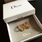 YOUR DIOR Signature Earrings Gold CD Pink Green Crystal Authentic NIB