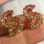 YOUR DIOR Signature Earrings Gold CD Pink Green Crystal Authentic NIB
