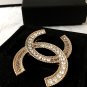 CHANEL CC Grey Clear Gradual Crystal Gold Fashion Brooch Pin Authentic NIB