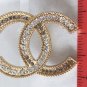 CHANEL CC Grey Clear Gradual Crystal Gold Fashion Brooch Pin Authentic NIB
