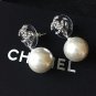 CHANEL CC Silver Metal MINI Crystal Stud Pearl Dangle Earrings Classic NIB