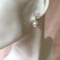 CHANEL CC Silver Metal MINI Crystal Stud Pearl Dangle Earrings Classic NIB