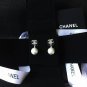 CHANEL CC Silver Metal MINI Crystal Stud Pearl Dangle Earrings Classic NIB