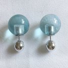 DIOR TRIBAL Transparent Blue Bead Silver Stud Earrings Mise En Dior Authentic NIB