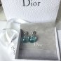 DIOR TRIBAL Transparent Blue Bead Silver Stud Earrings Mise En Dior Authentic NIB