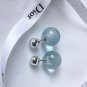 DIOR TRIBAL Transparent Blue Bead Silver Stud Earrings Mise En Dior Authentic NIB