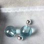 DIOR TRIBAL Transparent Blue Bead Silver Stud Earrings Mise En Dior Authentic NIB