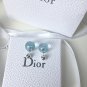 DIOR TRIBAL Transparent Blue Bead Silver Stud Earrings Mise En Dior Authentic NIB