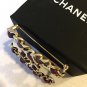 CHANEL CC RED Leather Woven Gold Chain Brooch 2016 RUNWAY Authentic RARE NIB