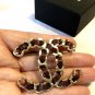 CHANEL CC RED Leather Woven Gold Chain Brooch 2016 RUNWAY Authentic RARE NIB