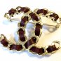 CHANEL CC RED Leather Woven Gold Chain Brooch 2016 RUNWAY Authentic RARE NIB