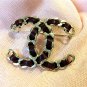 CHANEL CC RED Leather Woven Gold Chain Brooch 2016 RUNWAY Authentic RARE NIB