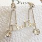 DIOR by DIOR 2 Crystal Gold Chain Dangle Earrings Signature Icon NIB