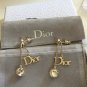 DIOR by DIOR 2 Crystal Gold Chain Dangle Earrings Signature Icon NIB