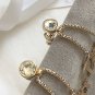 DIOR by DIOR 2 Crystal Gold Chain Dangle Earrings Signature Icon NIB