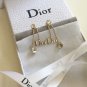 DIOR by DIOR 2 Crystal Gold Chain Dangle Earrings Signature Icon NIB