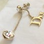 DIOR by DIOR 2 Crystal Gold Chain Dangle Earrings Signature Icon NIB