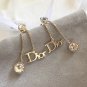 DIOR by DIOR 2 Crystal Gold Chain Dangle Earrings Signature Icon NIB