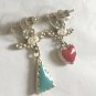 CHANEL Gold Pattern CC Stud Blue/Red enamel Metal Small Dangle Drop Earrings