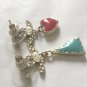 CHANEL Gold Pattern CC Stud Blue/Red enamel Metal Small Dangle Drop Earrings