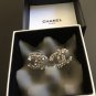 CHANEL Medium CC Silver Stud Earrings Crystal Square Round Authentic NIB