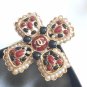 CHANEL CC Brooch Pin Red Black Enamel Cross Gold Metal Pendant Vintage NIB